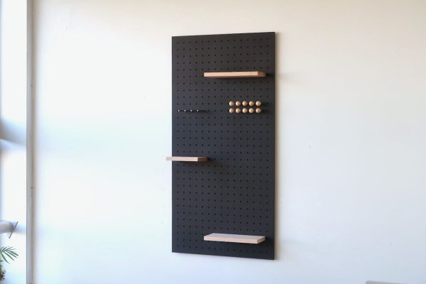 Pegboard 96x48 cm - decoration for living room and bedroom - black wood