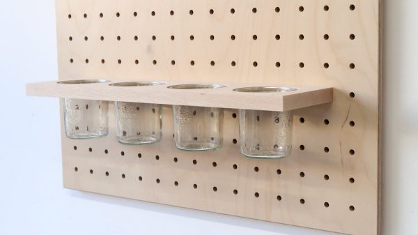 Pegboard glass cups and jars holder kitchen crafts organizer
